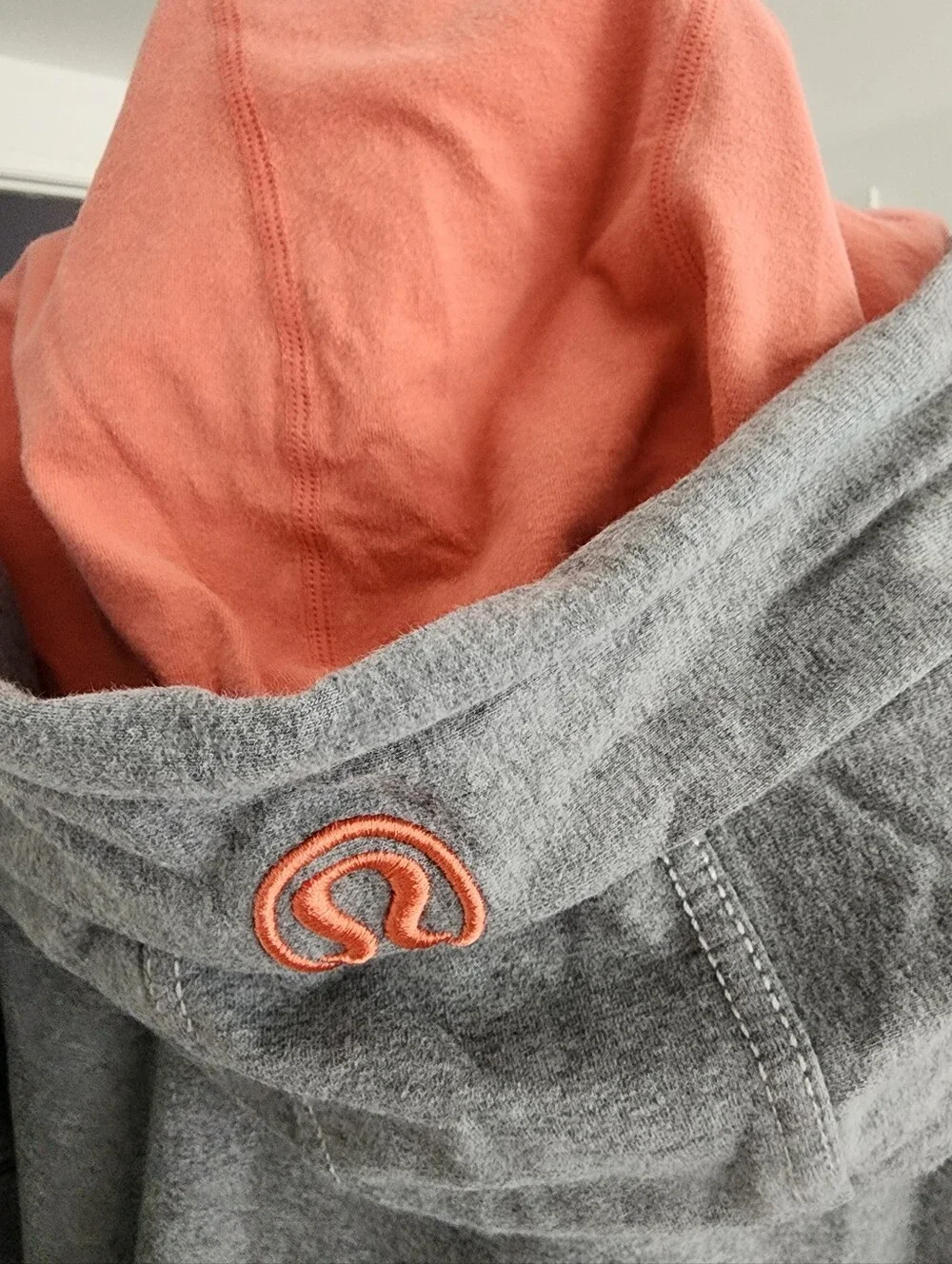 lululemon athletica Gray Zip-Up Hoodie with Pink Hood Lining